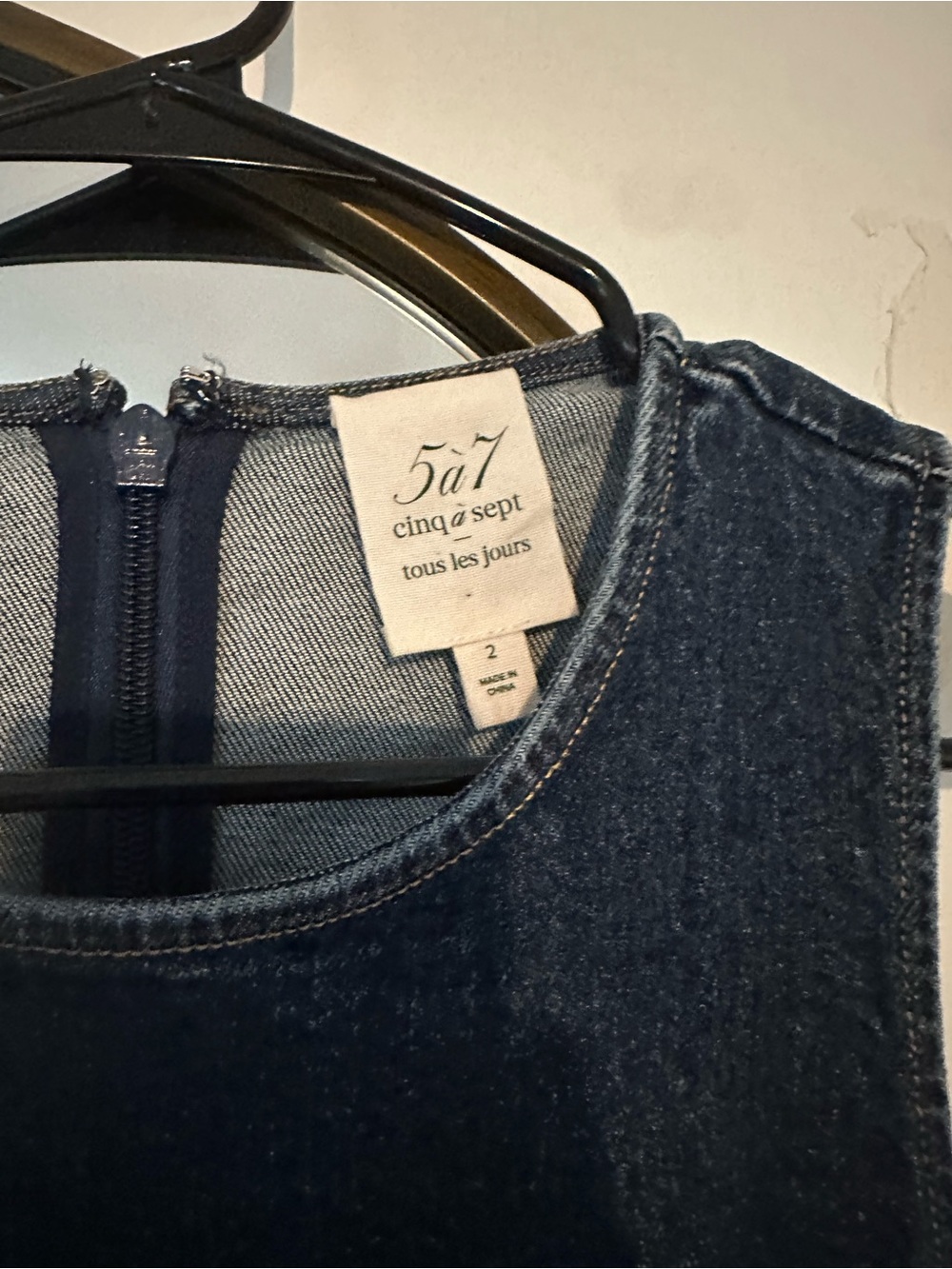 cinq a sept Dark Indigo Denim Mini Dress with Textured Hem - Picture 5 of 5